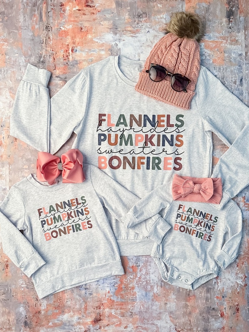 Mommy & Me Flannels, Pumpkins, And Bonfires Long Sleeve