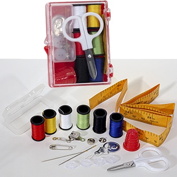 Mini Sewing Kit. Contains Scissors, Tape Measure, Buttons, Sewing Needles, Thimble, Assorted Thread And More
