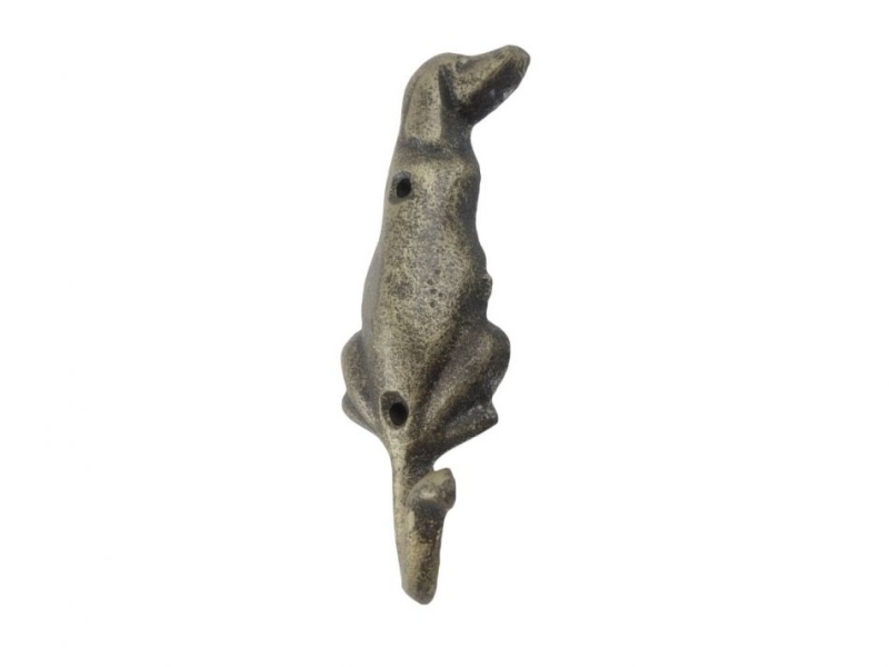Rustic Gold Cast Iron Dog Hook 6"