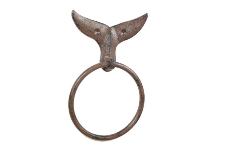 Cast Iron Decorative Whale Tail Towel Holder 7.5"