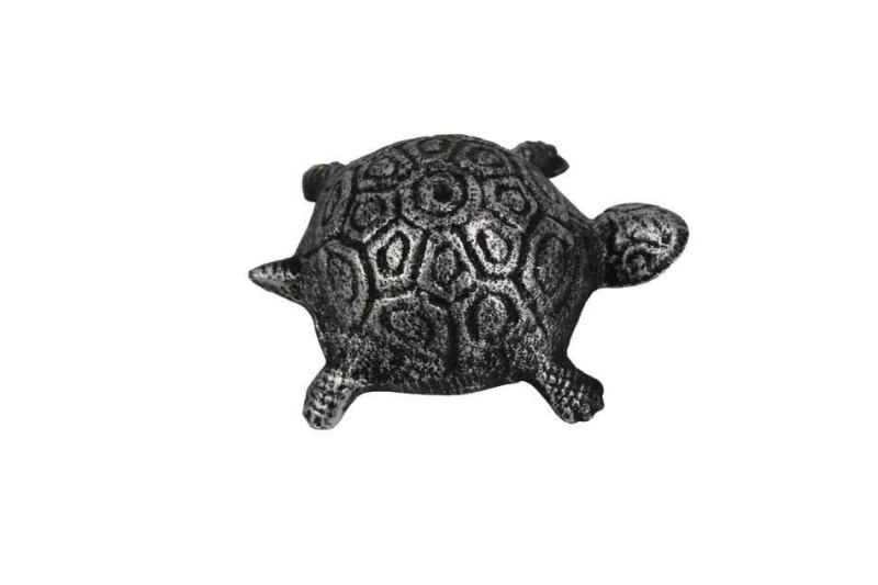 Antique Silver Cast Iron Turtle Paperweight 5"
