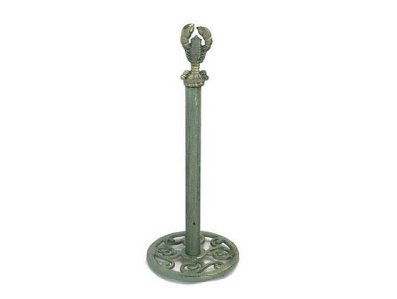 Antique Bronze Cast Iron Lobster Extra Toilet Paper Stand 16"