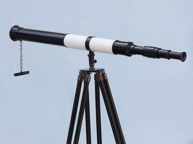 Admirals Floor Standing Oil Rubbed Bronze-White Leather With Black Stand Telescope 60"