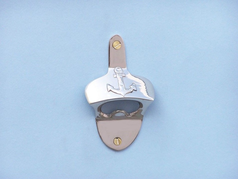 Chrome Wall Mounted Anchor Bottle Opener 3"