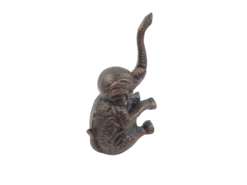 Rustic Copper Cast Iron Elephant Door Stop 8"