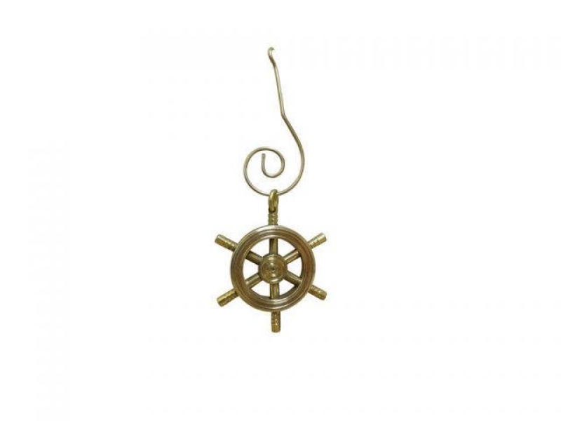 Solid Brass Decorative Ship Wheel Christmas Ornament 4"