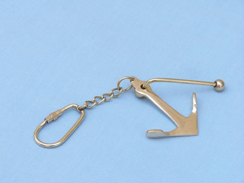 Solid Brass Admiralty Pattern Anchor Key Chain 6"