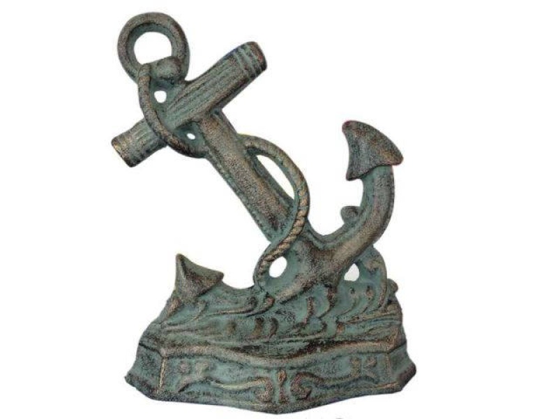 Antique Seaworn Bronze Cast Iron Anchor Door Stopper 8"
