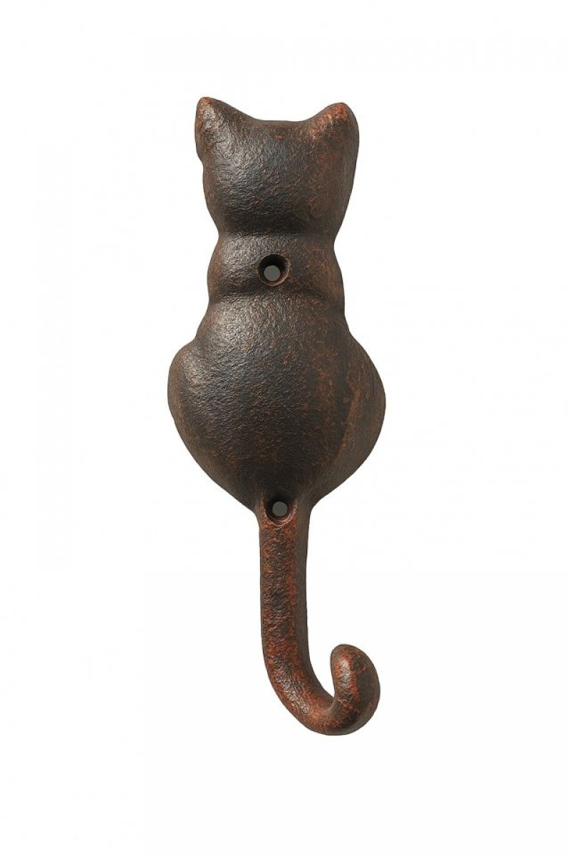Rustic Copper Cast Iron Cat Tail Wall Hook 7"