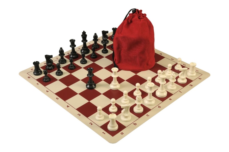 Drawstring Chess Set Combination With Silicone Chess Board And Single Weighed Pieces