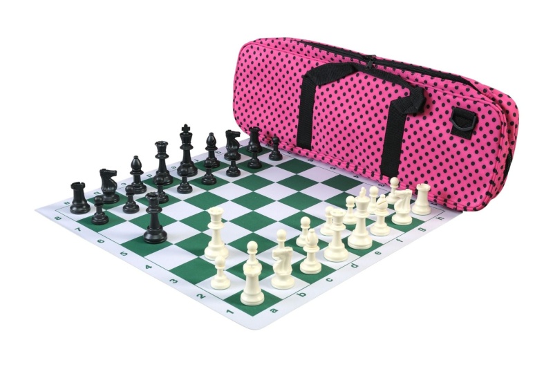 Deluxe Chess Set Combination And Single Weighted Regulation Pieces | Thin Mousepad Chess Board | Deluxe Bag