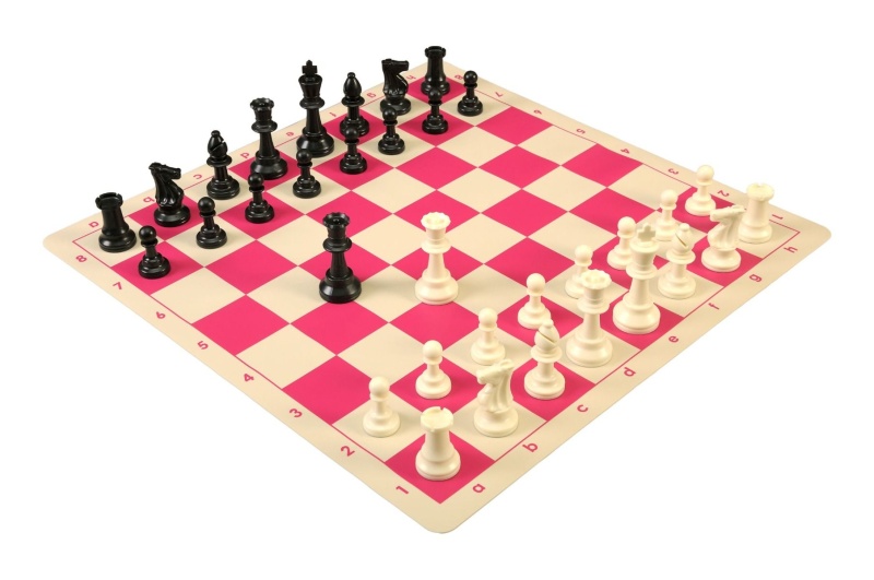 Regulation Tournament Chess Pieces And Silicone Chess Board Combo - Triple Weighted