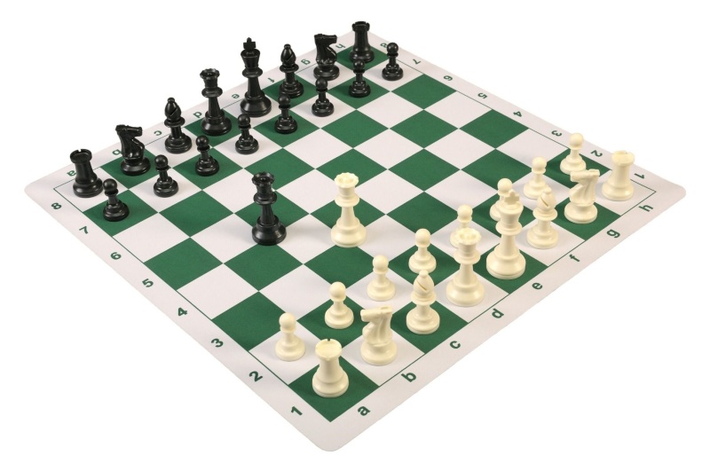 Regulation Tournament Chess Pieces And Mousepad Board Combo - Triple Weighted
