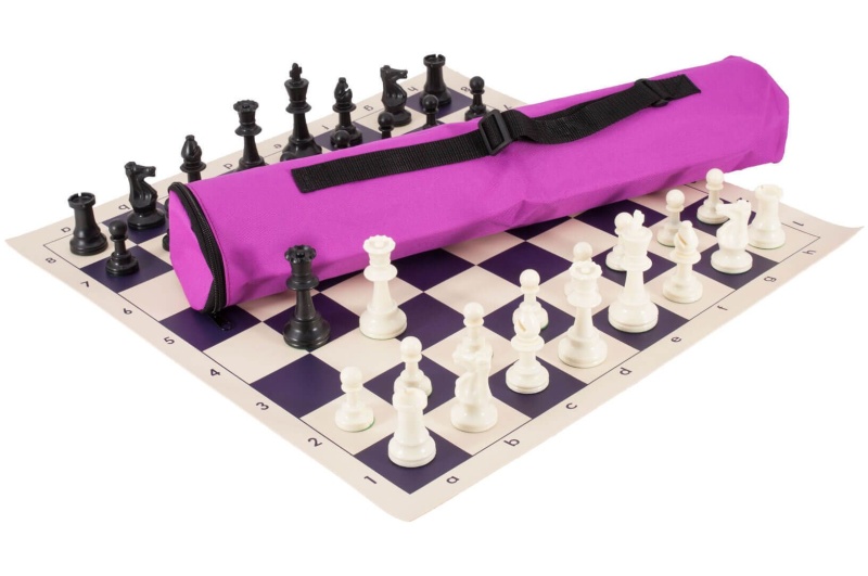 Quiver Chess Set Combination - Single Weighted Regulation Pieces | Vinyl Chess Board | Quiver Bag