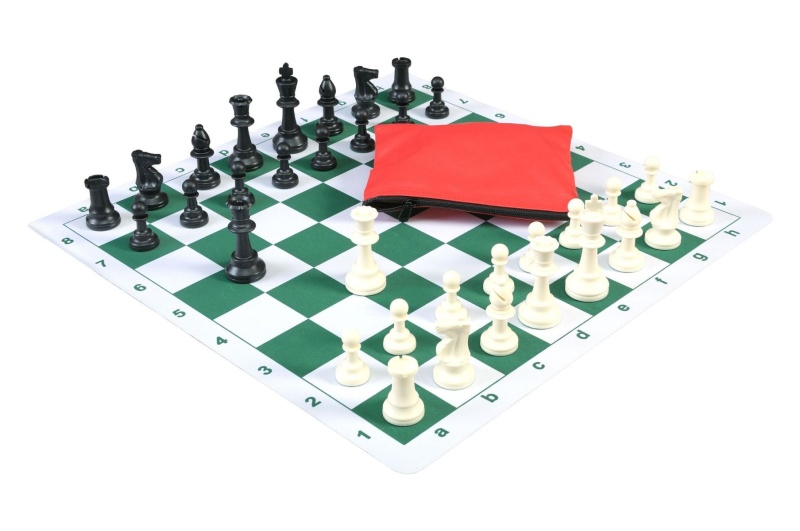 Basic Chess Set Combination With Mousepad Board And Triple Weighted Regulation Plastic Chess Pieces