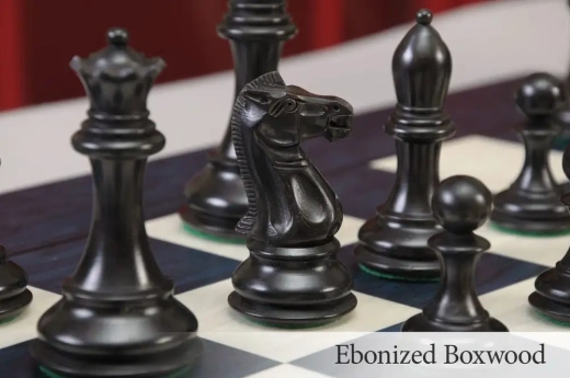 The House of Staunton The Grandmaster Chess Set, Box, and Board Combination  - Ebonized Boxwood