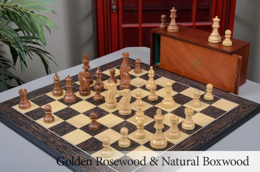 American Staunton Chess Set, Box & Board Combination