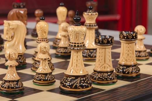 The Burnt Golden Rosewood Zagreb '59 Series Chess Pieces - 3.875" King