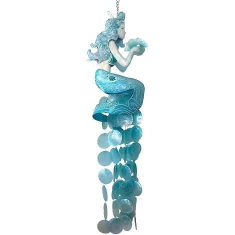 Large Mermaid Chime 21X11" - Metal & Capiz Art