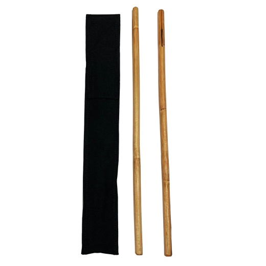 Kids Karate Martial Arts Burned Rattan Escrima Sticks & Case Set 20" Plain