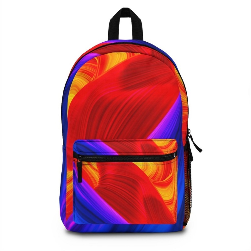 Red Multicolor Swirl Backpack for School, Work and Travel by Uniquely ...