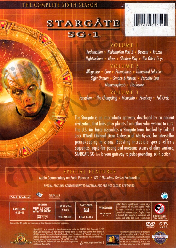 Stargate Sg-1 (The Complete Sixth (6) Season) (Boxset)
