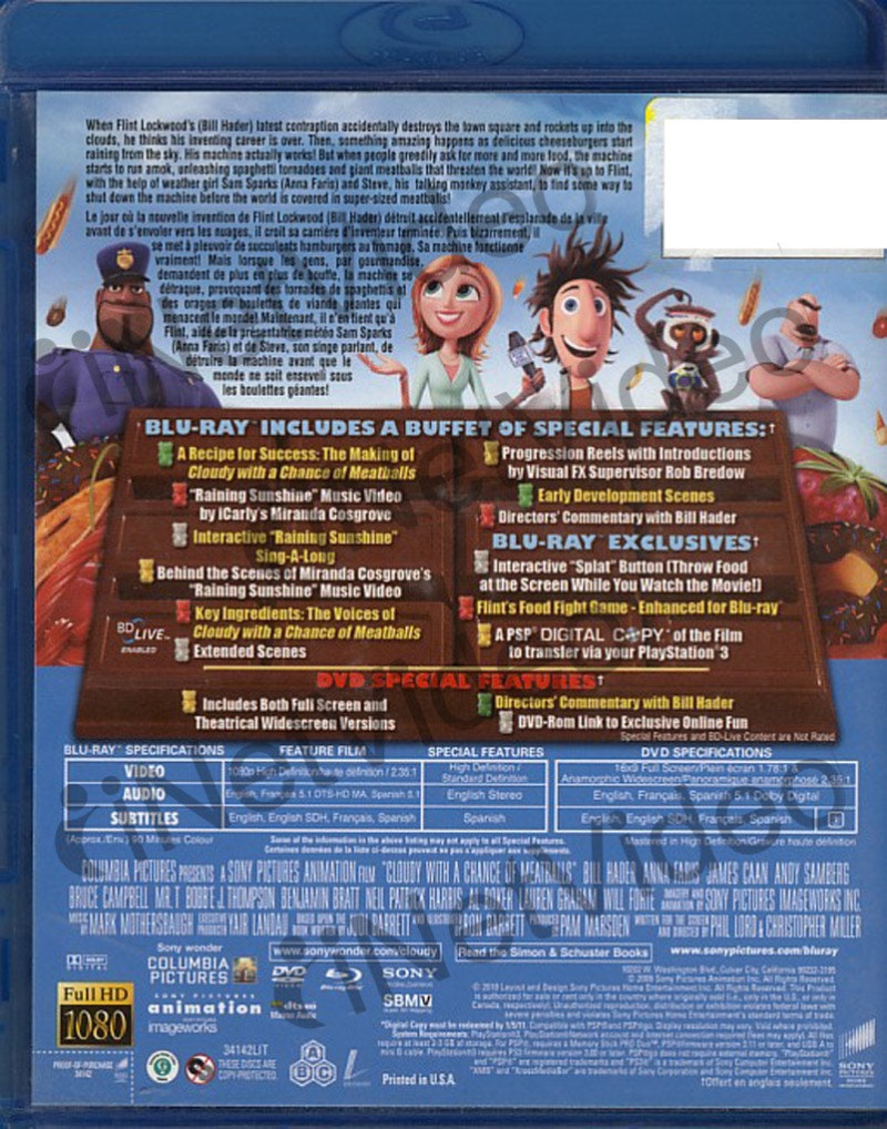 Cloudy With A Chance Of Meatballs (Two-Disc Blu-Ray/Dvd Combo) (Blu-Ray)