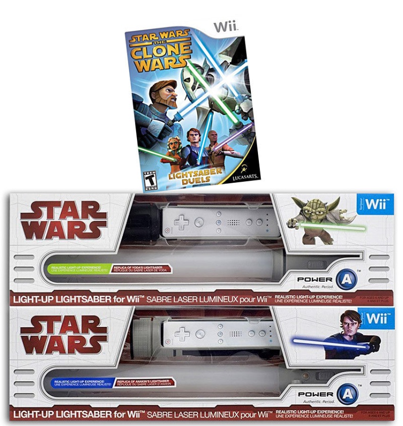 Star Wars The Clone Wars - Lightsaber Duels + 2 Official Lightsabers (Yoda And Anakin) (Nintendo Wii)