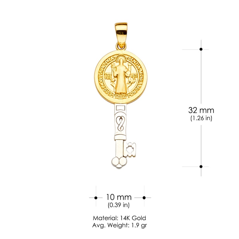 14K Gold Saint San Benito Religious Pendant