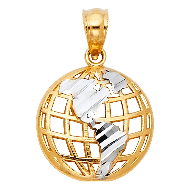 14K Golden Globe Charm Pendant