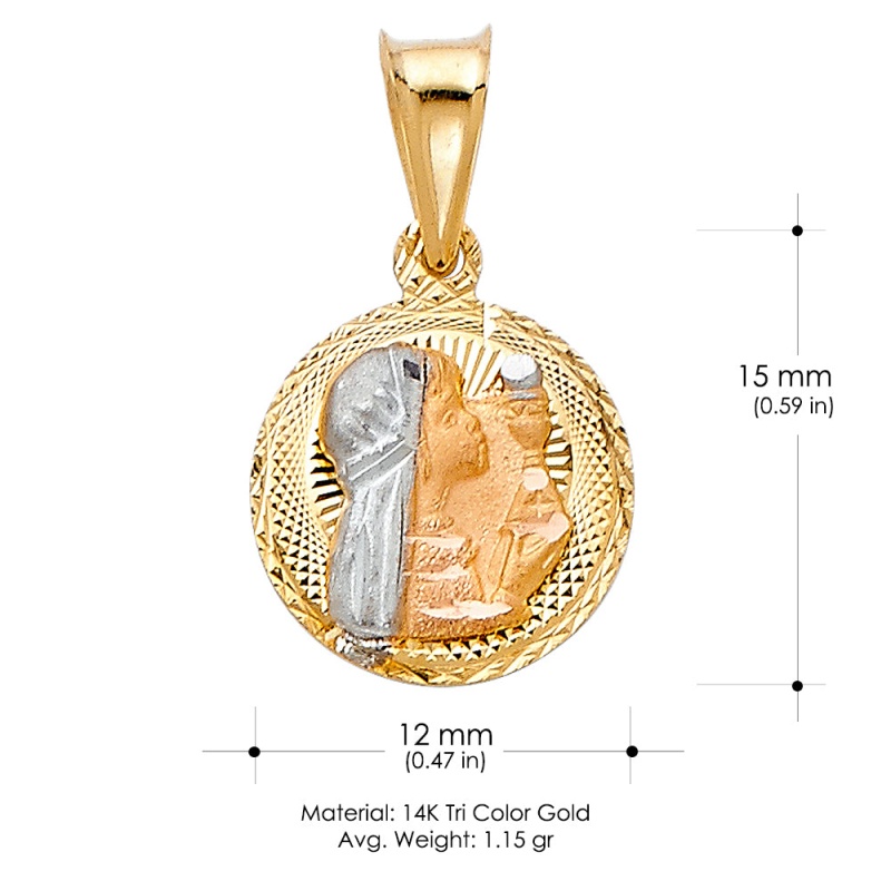 14K Gold Diamond Cut Stamp Communion Religious Pendant