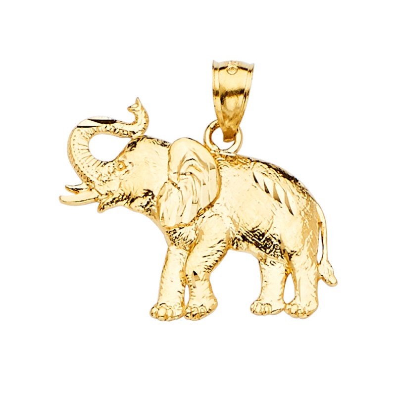 14K Gold Elephant Charm Pendant