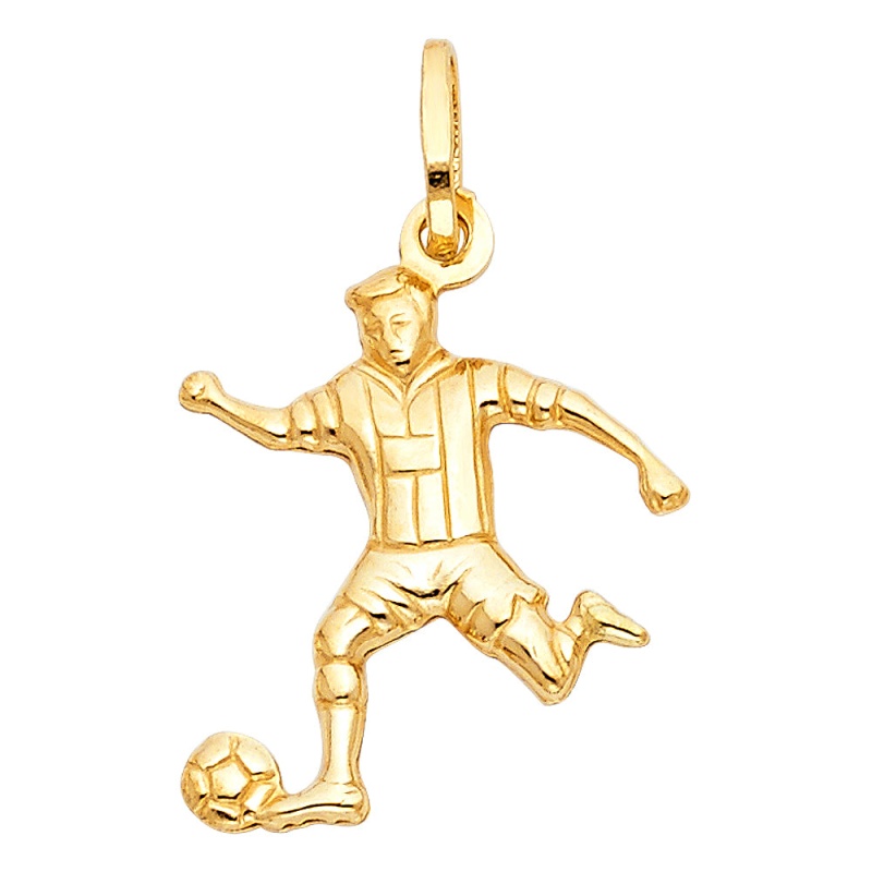 14K Gold Soccer Futbol Player Charm Pendant