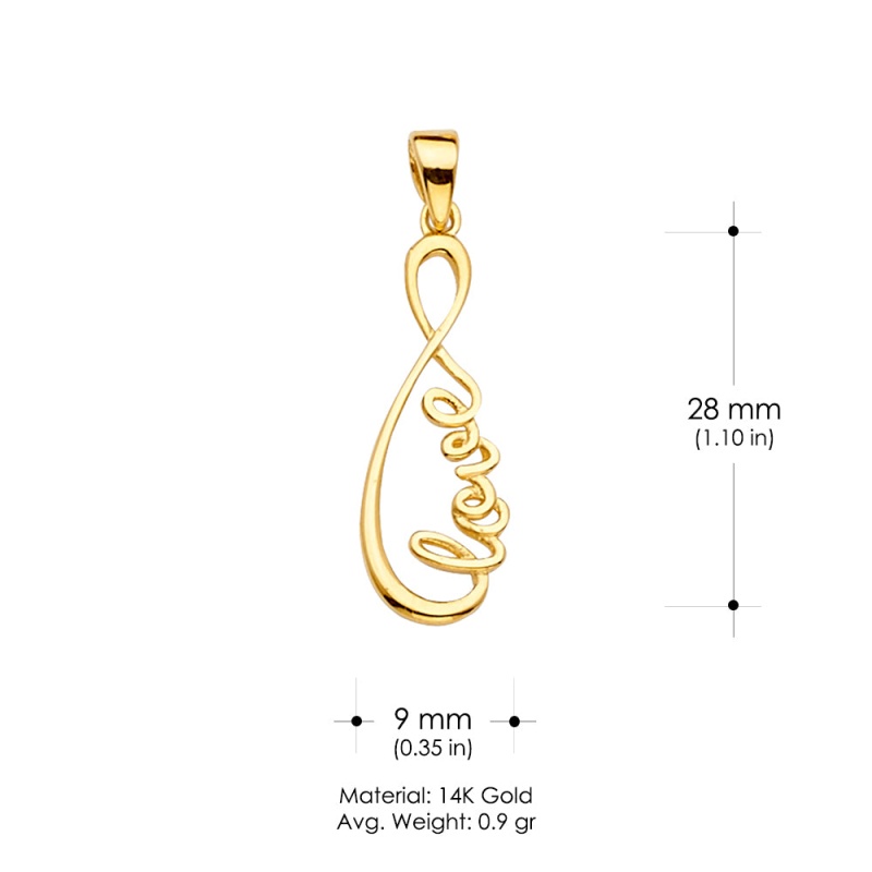14K Gold Love Infinity Charm Pendant