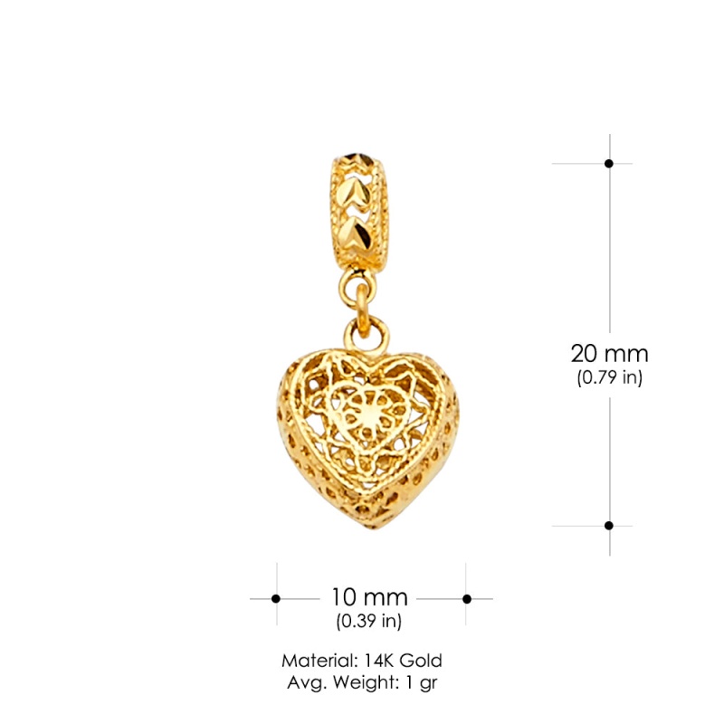 14K Gold Heart Mix & Match Charm Pendant