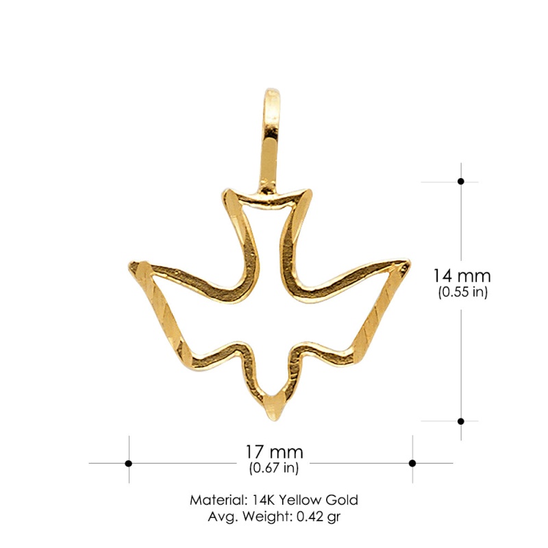 14K Gold Religious Holy Spirit Dove Charm Pendant