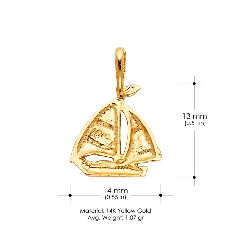 14K Gold Yacht Charm Pendant