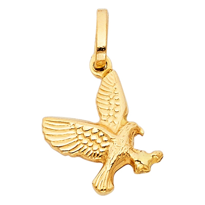 14K Gold Flying Eagle Charm Pendant