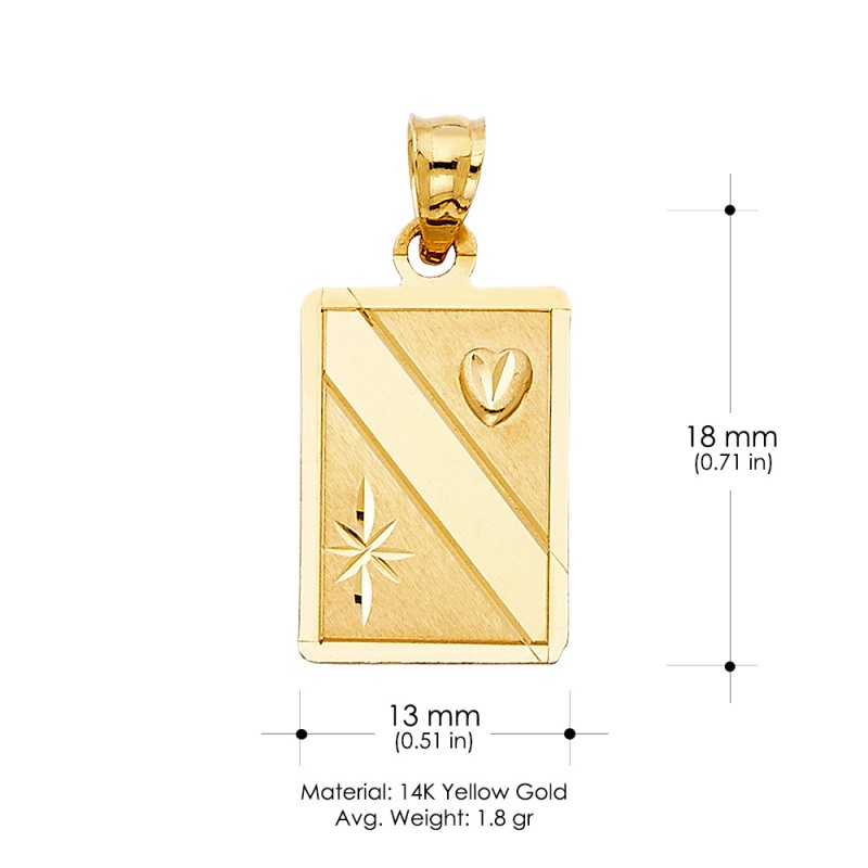 14K Gold Stamp Charm Pendant