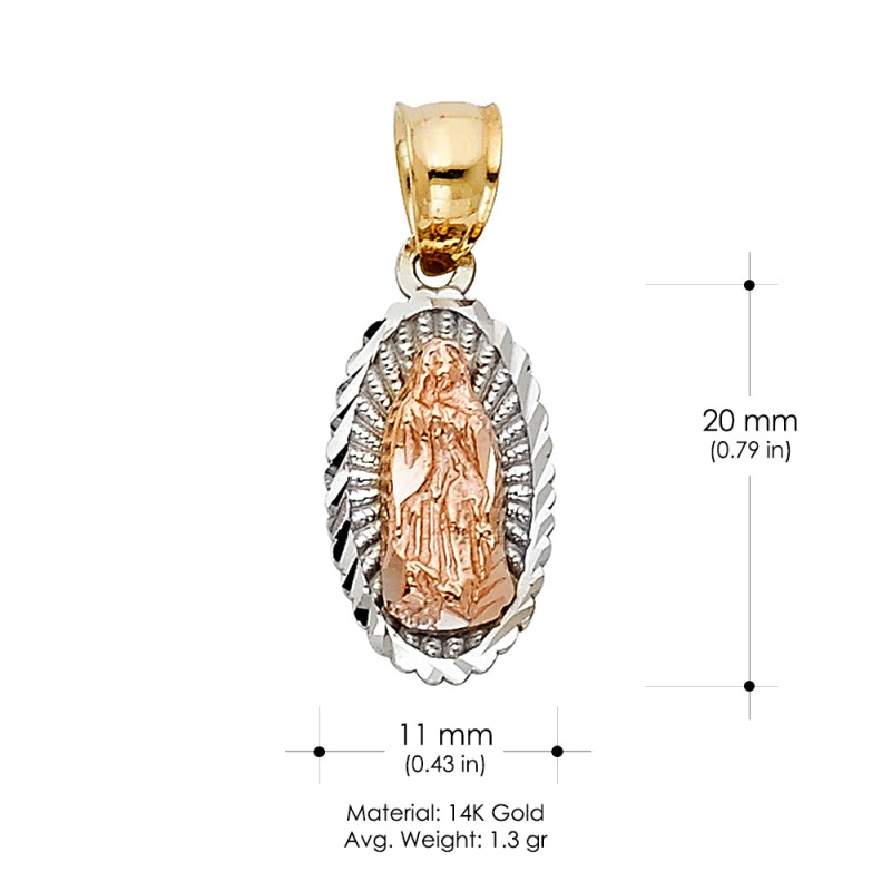 14K Gold Religious Guadalupe Pendant