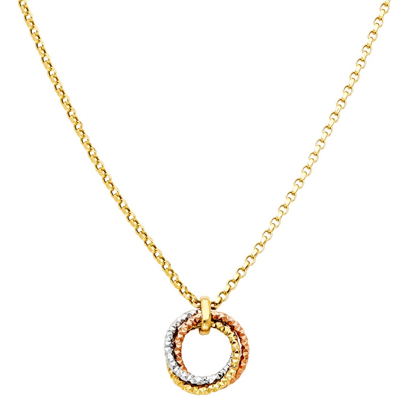 14K Gold Eternity Inifnity Love Knot Charms Chain Necklace - 17+1'