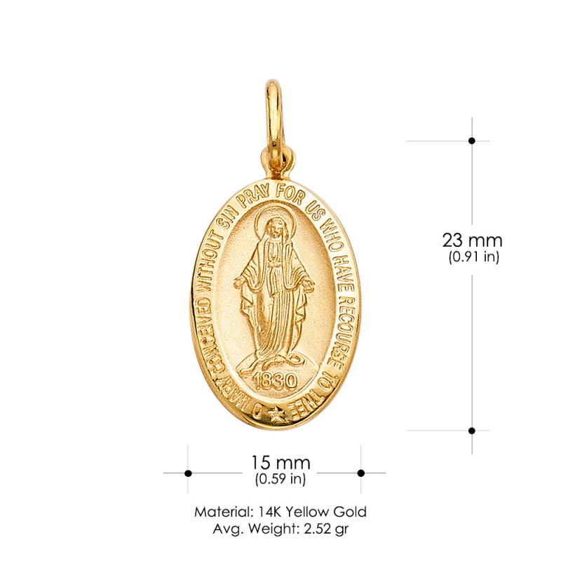 14K Gold 1830 Guadalupe Religious Pendant