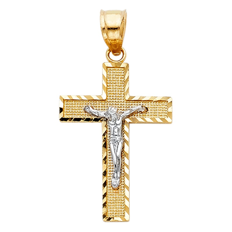 14K Gold Jesus Crucifix Cross Religious Pendant