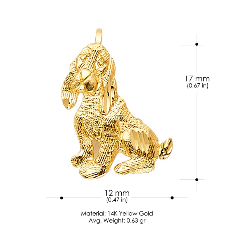 14K Gold Puppy Charm Pendant