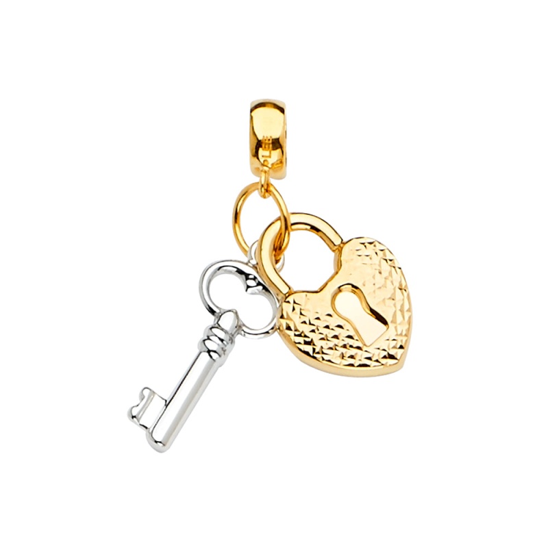 14K Gold Key & Lock Mix & Match Charm Pendant