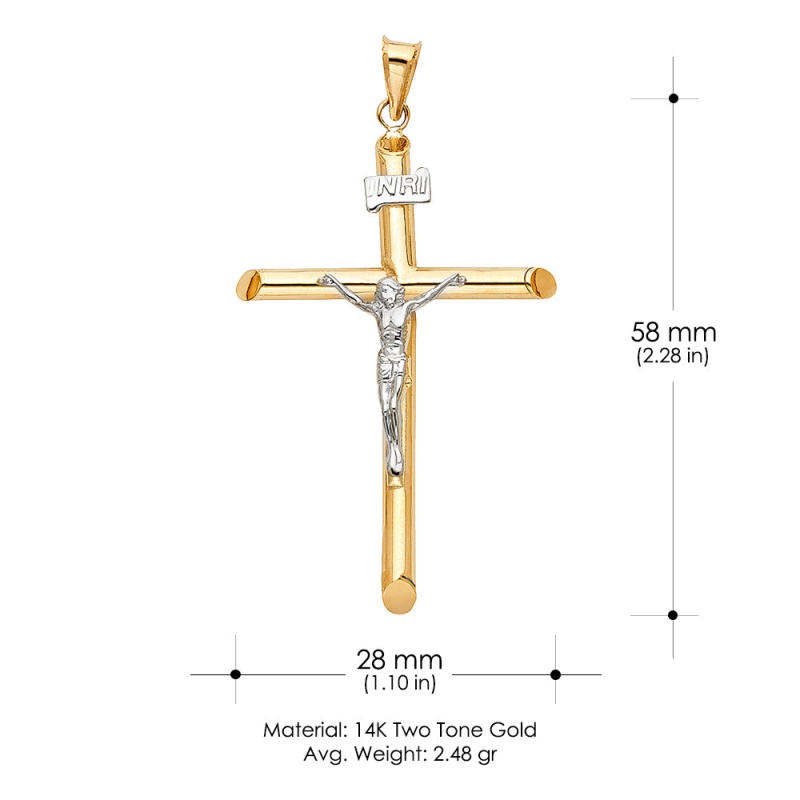 14K Gold Crucifix Cross Religious Pendant