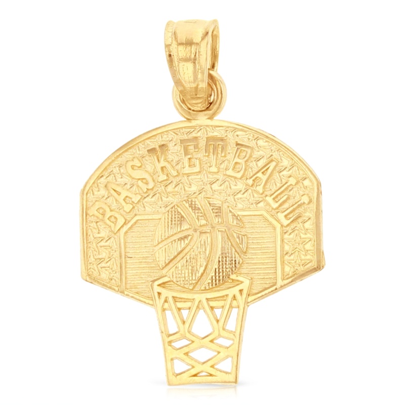 14K Gold Basketball Charm Pendant