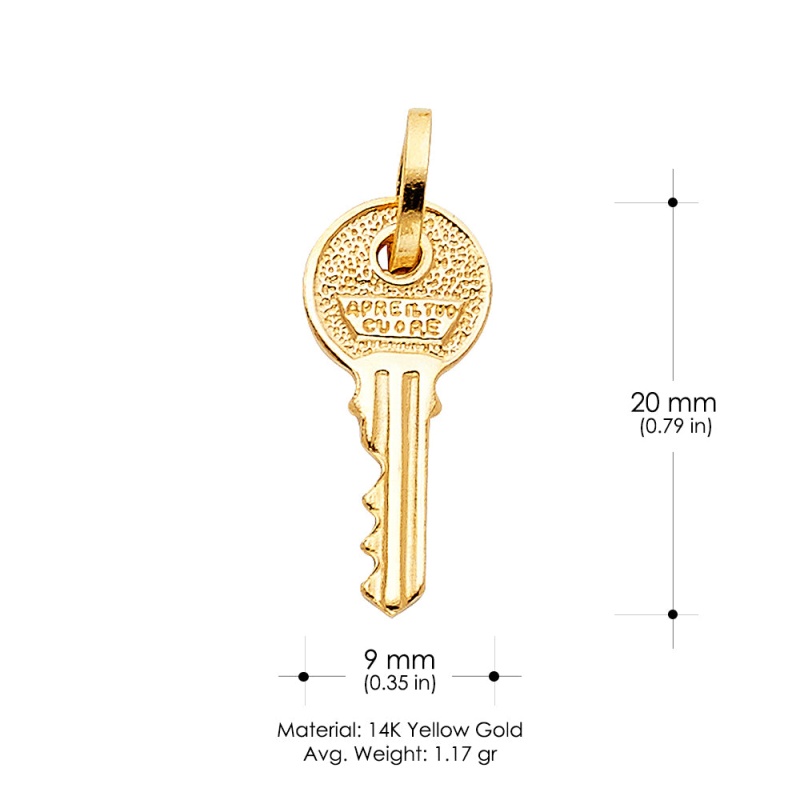 14K Gold Key Charm Pendant