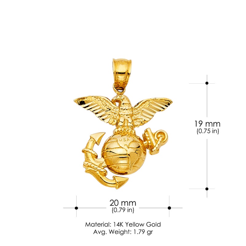 14K Gold Usa Logo Charm Pendant