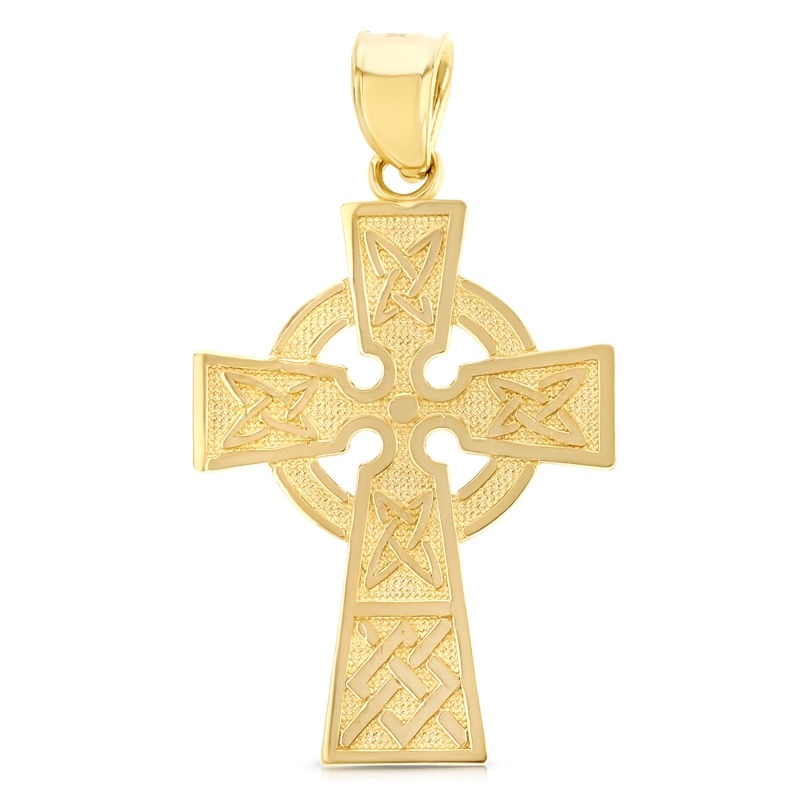 14K Gold Celtic Cross Religious Pendant